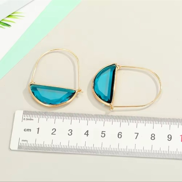 Anthropologie Black Glass Crescent Hoop Earrings - Picture 7 of 7